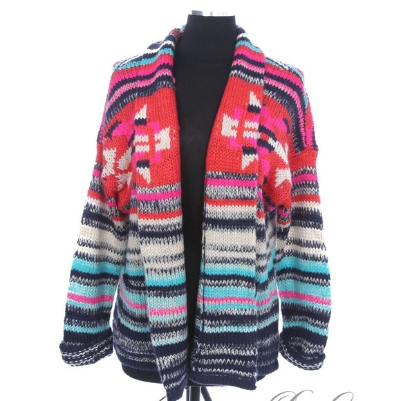 Billabong Sweaters - Billabong Jacket Womens Australia Neon Multicolor Southwestern Indian Soft Knit